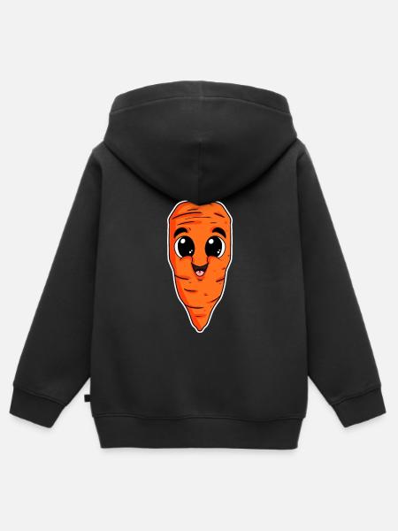 Vegan Karotte Karotten Möhre Möhren - Hoodie Premium med dragkedja barn ekologisk - svart