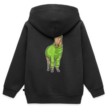 Horse Winter Hat - Kids Premium Organic Zip-up Hoodie - black - Back - AI Model Kid Male (0cm)