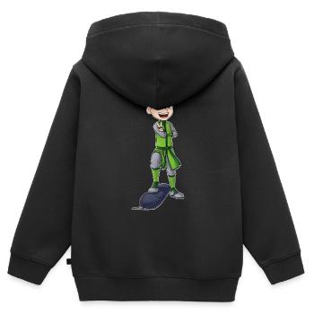 Ninja Boxsack - Kinder Premium Organic Zip Hoodie - Schwarz - Hinten - AI Model Kid Male (0cm)