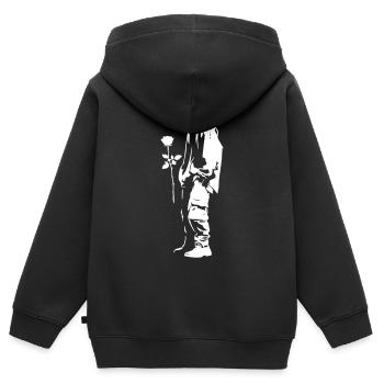 Street art silhouette with rose - Kids Premium Organic Zip-up Hoodie - black - Back - AI Model Kid Male (0cm)