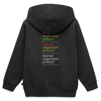 ausgebildetes vegetarisches Produkt - Kinder Premium Organic Zip Hoodie - Schwarz - Hinten - AI Model Kid Male (0cm)