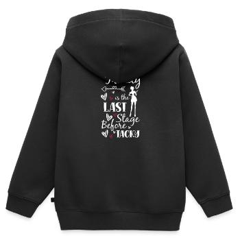 Modeliebhaber Einkaufen - Kinder Premium Organic Zip Hoodie - Schwarz - Hinten - AI Model Kid Male (0cm)