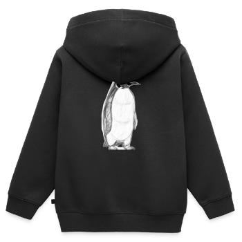 Illustration de pingouin - Sweat Premium à capuche zippé enfant bio - noir - Dos - AI Model Kid Male (0cm)