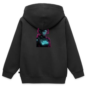 Civil Unrest Resist Cyperpunk Cop - Kinder Premium Organic Zip Hoodie - Schwarz - Hinten - AI Model Kid Male (0cm)