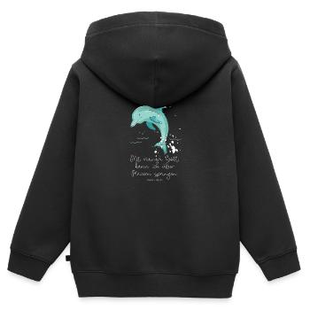 Delphin-Kinderdesign-Christlich - Kinder Premium Organic Zip Hoodie - Schwarz - Hinten - AI Model Kid Male (0cm)