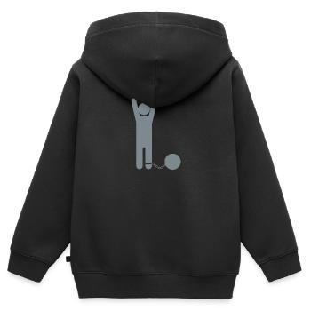 Mann in Ball und Kette - Kinder Premium Organic Zip Hoodie - Schwarz - Hinten - AI Model Kid Male (0cm)