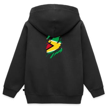 Drapeau déchiré du Guyana - Sweat Premium à capuche zippé enfant bio - noir - Dos - AI Model Kid Male (0cm)
