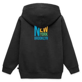 New York Brooklyn Souvenir - Kids Premium Organic Zip-up Hoodie - black - Back - AI Model Kid Male (0cm)