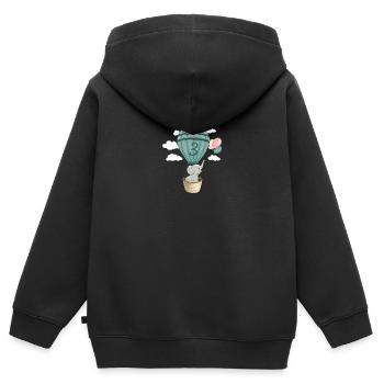 Balloon Baby Elephant 3ème anniversaire - Sweat Premium à capuche zippé enfant bio - noir - Dos - AI Model Kid Male (0cm)