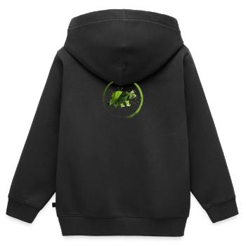 Joli motif dino - Sweat Premium à capuche zippé enfant bio - noir - Dos - AI Model Kid Male (0cm)