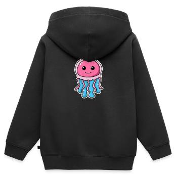 Qualle - Kinder Premium Organic Zip Hoodie - Schwarz - Hinten - AI Model Kid Male (0cm)