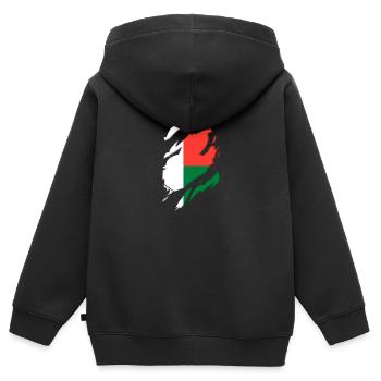 Madagaskar Flagge zerrissenes Motiv - Kinder Premium Organic Zip Hoodie - Schwarz - Hinten - AI Model Kid Male (0cm)