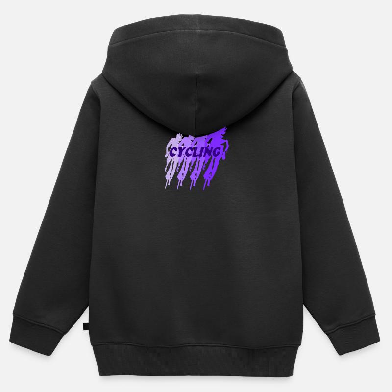 Cyclisme - Sweat Premium à capuche zippé enfant bio - noir