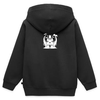 Unheimliches Zauber Fledermaus Spukhaus Halloween - Kinder Premium Organic Zip Hoodie - Schwarz - Hinten - AI Model Kid Male (0cm)