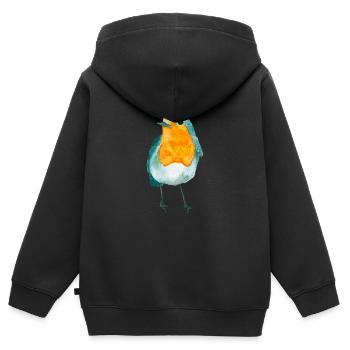 Rotkehlchen Aquarell - Kinder Premium Organic Zip Hoodie - Schwarz - Hinten - AI Model Kid Male (0cm)
