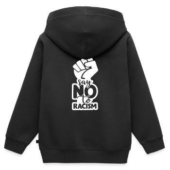 Anti racisme racisme tolérance droits de l'homme - Sweat Premium à capuche zippé enfant bio - noir - Dos - AI Model Kid Male (0cm)