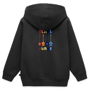 Schuljunge ABCD Rockgitarre T shirt - Kinder Premium Organic Zip Hoodie - Schwarz - Hinten - AI Model Kid Male (0cm)