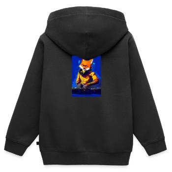 Fox am DJ-Pult - Kinder Premium Organic Zip Hoodie - Schwarz - Hinten - AI Model Kid Male (0cm)
