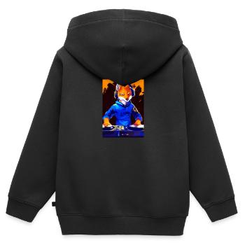 Fox am DJ-Pult - Kinder Premium Organic Zip Hoodie - Schwarz - Hinten - AI Model Kid Male (0cm)