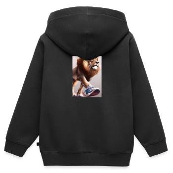 Löwe trägt Turnschuhe - Kinder Premium Organic Zip Hoodie - Schwarz - Hinten - AI Model Kid Male (0cm)