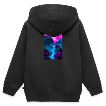 Mystischer Wasserfall - Kinder Premium Organic Zip Hoodie - Schwarz - Hinten - AI Model Kid Male (0cm)