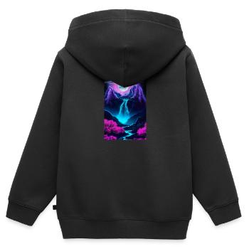 Mystischer Wasserfall - Kinder Premium Organic Zip Hoodie - Schwarz - Hinten - AI Model Kid Male (0cm)