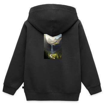 Wasserfall in der Natur - Kinder Premium Organic Zip Hoodie - Schwarz - Hinten - AI Model Kid Male (0cm)