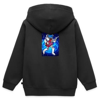 Astronaut spielt Gitarre - Kinder Premium Organic Zip Hoodie - Schwarz - Hinten - AI Model Kid Male (0cm)