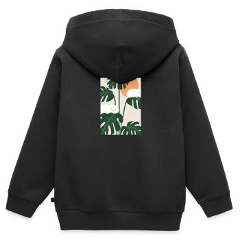 Katzen auf Leafs - Kinder Premium Organic Zip Hoodie - Schwarz - Hinten - AI Model Kid Male (0cm)