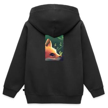 Niedliche Fuchs-Malerei - Kinder Premium Organic Zip Hoodie - Schwarz - Hinten - AI Model Kid Male (0cm)