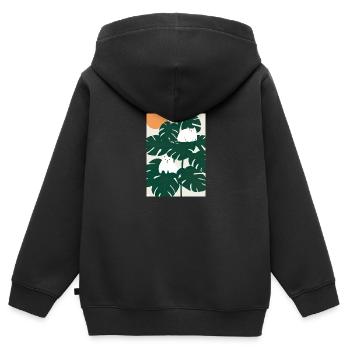 Katzen auf Leafs - Kinder Premium Organic Zip Hoodie - Schwarz - Hinten - AI Model Kid Male (0cm)