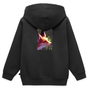 Niedliche Fuchs-Malerei - Kinder Premium Organic Zip Hoodie - Schwarz - Hinten - AI Model Kid Male (0cm)