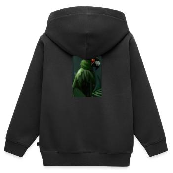 Grüner Dschungelvogel - Kinder Premium Organic Zip Hoodie - Schwarz - Hinten - AI Model Kid Male (0cm)