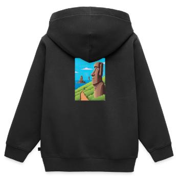 Monumentale Moai-Statuen - Kinder Premium Organic Zip Hoodie - Schwarz - Hinten - AI Model Kid Male (0cm)