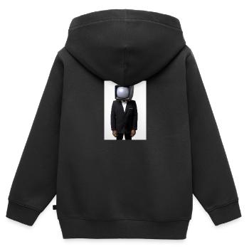 Anzug Tube TV Mann - Kinder Premium Organic Zip Hoodie - Schwarz - Hinten - AI Model Kid Male (0cm)