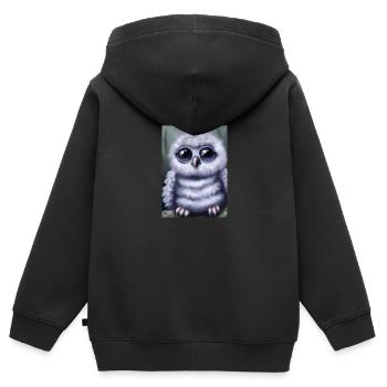 Baby-Kauz - Kinder Premium Organic Zip Hoodie - Schwarz - Hinten - AI Model Kid Male (0cm)