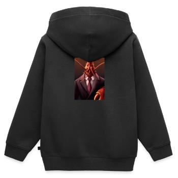 Hummer im Anzug - Kinder Premium Organic Zip Hoodie - Schwarz - Hinten - AI Model Kid Male (0cm)