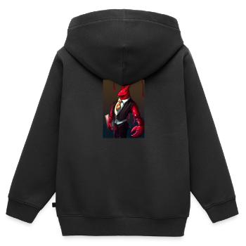 Hummer im Anzug - Kinder Premium Organic Zip Hoodie - Schwarz - Hinten - AI Model Kid Male (0cm)