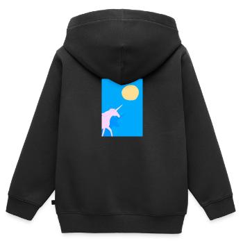Minimales Einhorn - Kinder Premium Organic Zip Hoodie - Schwarz - Hinten - AI Model Kid Male (0cm)