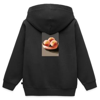 Drei Pfirsiche - Kinder Premium Organic Zip Hoodie - Schwarz - Hinten - AI Model Kid Male (0cm)