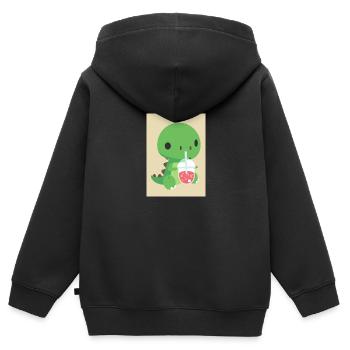 Niedliches Baby-Dinosaurier-Getränk Shake - Kinder Premium Organic Zip Hoodie - Schwarz - Hinten - AI Model Kid Male (0cm)