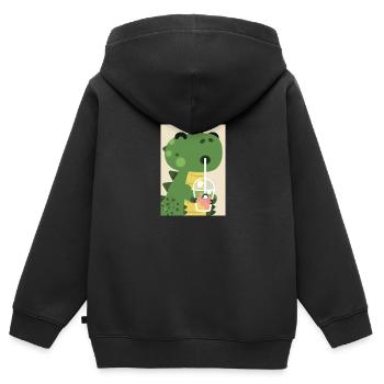 Niedliches Baby-Dinosaurier-Getränk Shake - Kinder Premium Organic Zip Hoodie - Schwarz - Hinten - AI Model Kid Male (0cm)