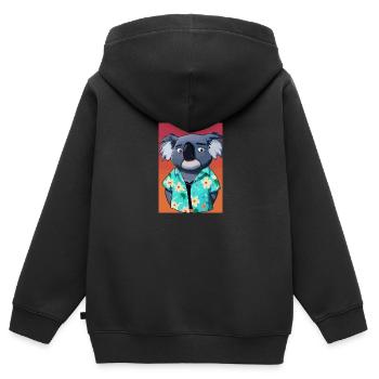 Koala mit Hawaii-Hemd - Kinder Premium Organic Zip Hoodie - Schwarz - Hinten - AI Model Kid Male (0cm)