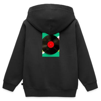 Retro Vinyl Platte Bunt - Kinder Premium Organic Zip Hoodie - Schwarz - Hinten - AI Model Kid Male (0cm)