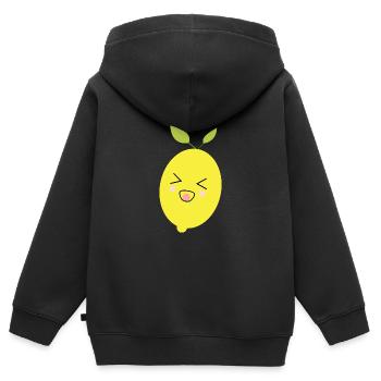 Kawaii Zitrone Kawaii Früchte Kawaii Kinder Design - Kinder Premium Organic Zip Hoodie - Schwarz - Hinten - AI Model Kid Male (0cm)