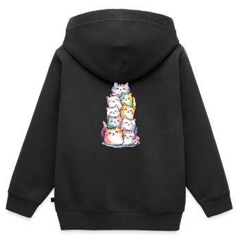 Liebenswerter Stapel bunter Katzen für - Kinder Premium Organic Zip Hoodie - Schwarz - Hinten - AI Model Kid Male (0cm)