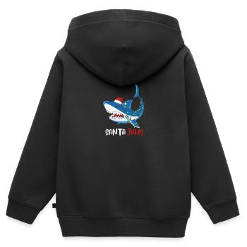 Santa Jaws Funny Shark Christmas Shirts - Kids Premium Organic Zip-up Hoodie - black - Back - AI Model Kid Male (0cm)