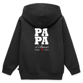 Liebevoller Papa seit 2020 - Kinder Premium Organic Zip Hoodie - Schwarz - Hinten - AI Model Kid Male (0cm)