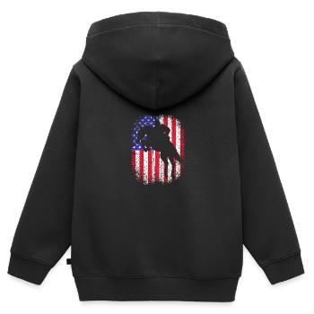 Saut d’obstacles Saut d’obstacles - Sweat Premium à capuche zippé enfant bio - noir - Dos - AI Model Kid Male (0cm)