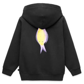 Aquarelle hirondelle - Sweat Premium à capuche zippé enfant bio - noir - Dos - AI Model Kid Male (0cm)